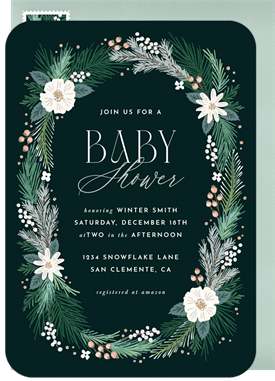 'Festive Holiday Wreath' Baby Shower Invitation