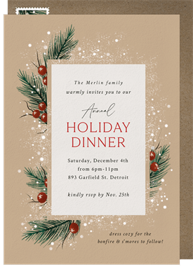 'Pine Sprigs' Holiday Party Invitation