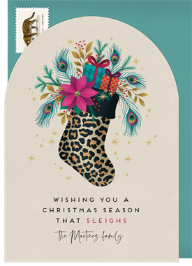 'Opulent Stocking' Christmas Greetings Card