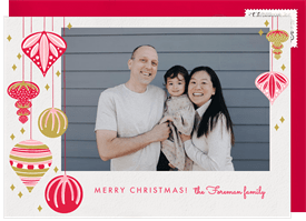 'Charming Retro Ornaments' Holiday Greetings Card