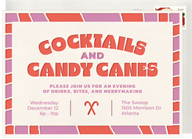 'Cocktails and Candy Canes' Christmas Party Invitation