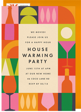 'Mod Cocktails' Housewarming Party Invitation