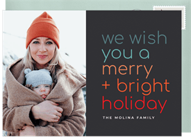 'Merry + Bright Holiday' Holiday Greetings Card