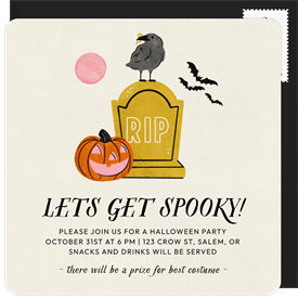 'Moonlit Graveyard' Halloween Invitation