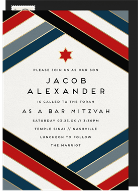 'Cool Diagonal' Bar Mitzvah Invitation