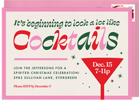 'Looks Like Cocktails' Christmas Party Invitation