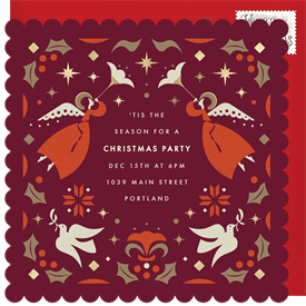 'Geometric Folk Pattern' Christmas Party Invitation