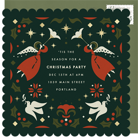 'Geometric Folk Pattern' Christmas Party Invitation