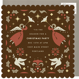 'Geometric Folk Pattern' Christmas Party Invitation