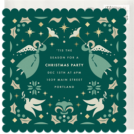 'Geometric Folk Pattern' Christmas Party Invitation