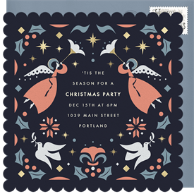 'Geometric Folk Pattern' Christmas Party Invitation