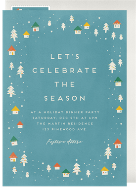 'Festive Winter Village' Holiday Party Invitation