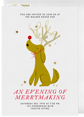 'Happy Howliday Rudolph' Holiday Party Invitation