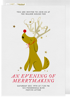 'Happy Howliday Rudolph' Christmas Party Invitation