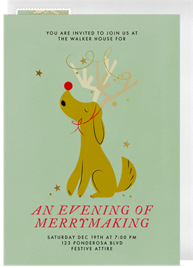 'Happy Howliday Rudolph' Christmas Party Invitation