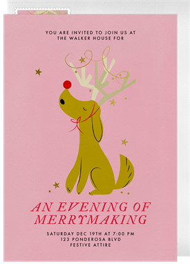 'Happy Howliday Rudolph' Christmas Party Invitation