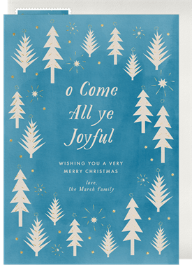 'Cheerful Cutout Trees' Christmas Greetings Card