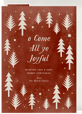 'Cheerful Cutout Trees' Christmas Greetings Card