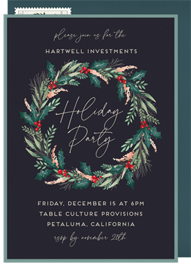 'Watercolor Wreath' Business Holiday Party Invitation