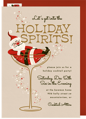 'Getting Into The Spirits' Holiday Party Invitation