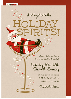 'Getting Into The Spirits' Christmas Party Invitation