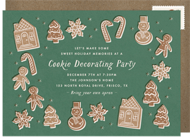 'Charming Gingerbread Cookies' Christmas Party Invitation