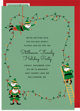'Elves At Work' Holiday Party Invitation