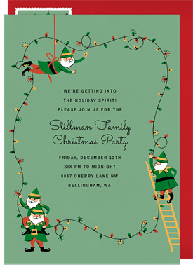 'Elves At Work' Christmas Party Invitation