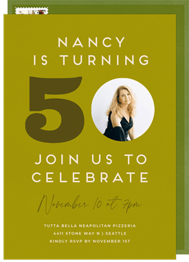 'Celebrate Number 50' Adult Birthday Invitation