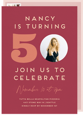 'Celebrate Number 50' Adult Birthday Invitation