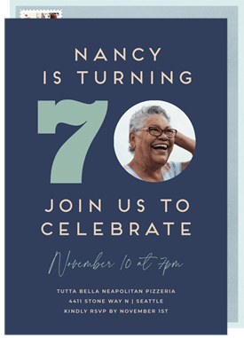 'Celebrate Number 70' Adult Birthday Invitation