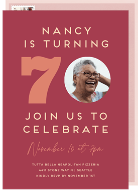 'Celebrate Number 70' Adult Birthday Invitation