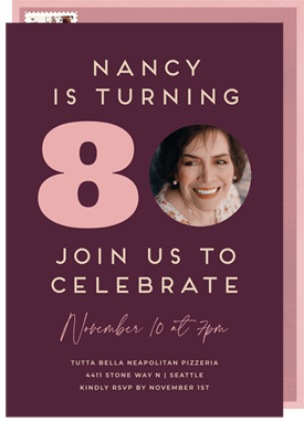 'Celebrate Number 80' Adult Birthday Invitation