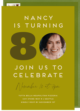 'Celebrate Number 80' Adult Birthday Invitation