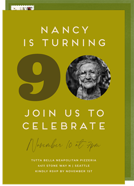 'Celebrate Number 90' Adult Birthday Invitation