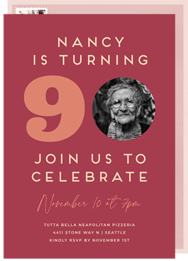 'Celebrate Number 90' Adult Birthday Invitation