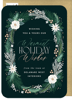 'Festive Holiday Wreath' Business Holiday Greetings Invitation