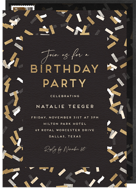 'Dazzling Confetti' Adult Birthday Invitation