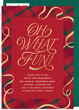 'What Fun Ribbon' Christmas Party Invitation