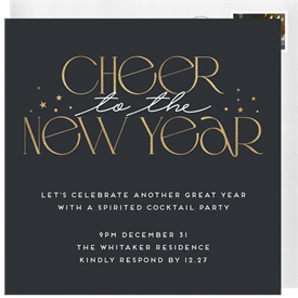 'Cheers to the New Year' New Year's Party Invitation