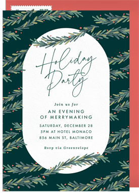 'Garland Greenery' Business Holiday Party Invitation