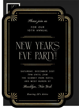 'Art Deco Border' New Year's Party Invitation