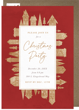 'Gingerbread Frame' Christmas Party Invitation