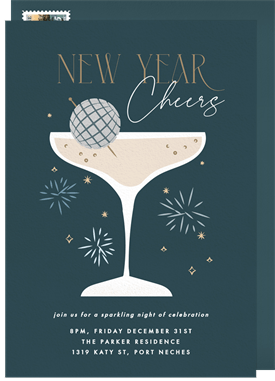 'Shaken & Sparkling' New Year's Party Invitation