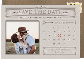 'Classic Calendar' Wedding Save the Date