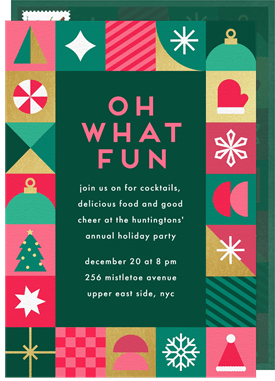 'Festive Geometric Shapes' Holiday Party Invitation