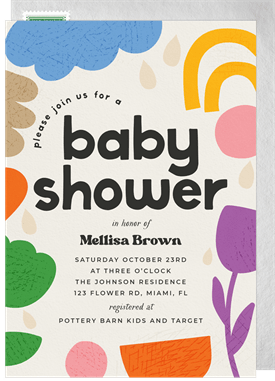 'Paper Cut Shapes' Baby Shower Invitation
