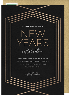 'Classy Hexagon' New Year's Party Invitation