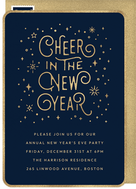 'Cheer in the New Year' New Year's Party Invitation