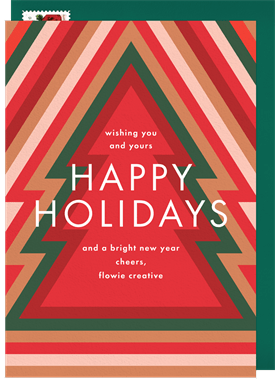 'Retro Christmas Tree' Business Holiday Greetings Card